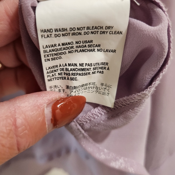 Vintage BeBe Lavender Sheer Tuxedo V Neck Style Blouse Size Medium - Picture 10 of 13